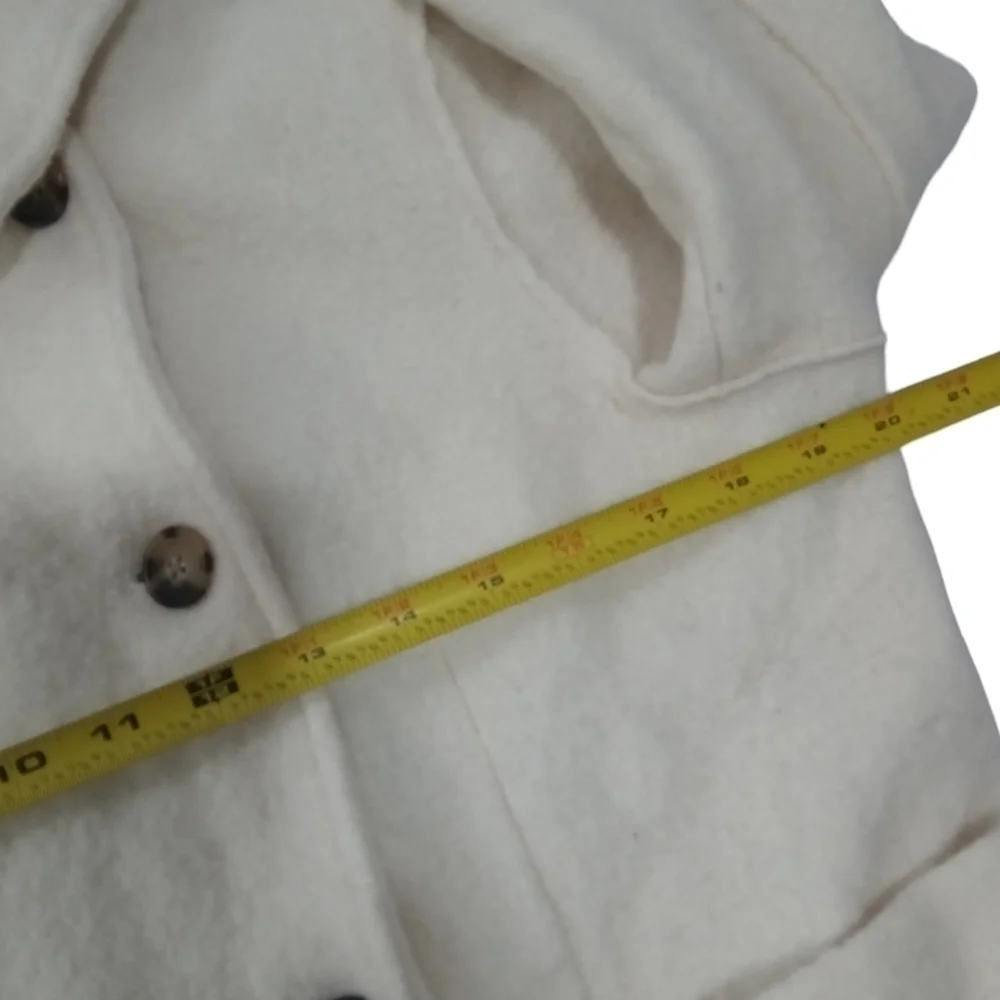 J Crew Women’s Wool Ivory Stadium Double Breasted Patch Pocket PeaCoat SZ 14